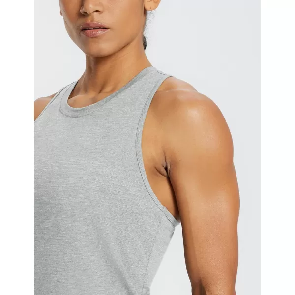 BALEAF Workout Tank Tops for Women Sleeveless Running Loose Fit Yoga Tops Active Shirts Pickleball Sports Gym ExerciseRacerbackheather Grey