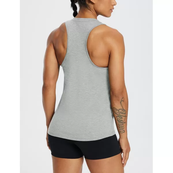 BALEAF Workout Tank Tops for Women Sleeveless Running Loose Fit Yoga Tops Active Shirts Pickleball Sports Gym ExerciseRacerbackheather Grey