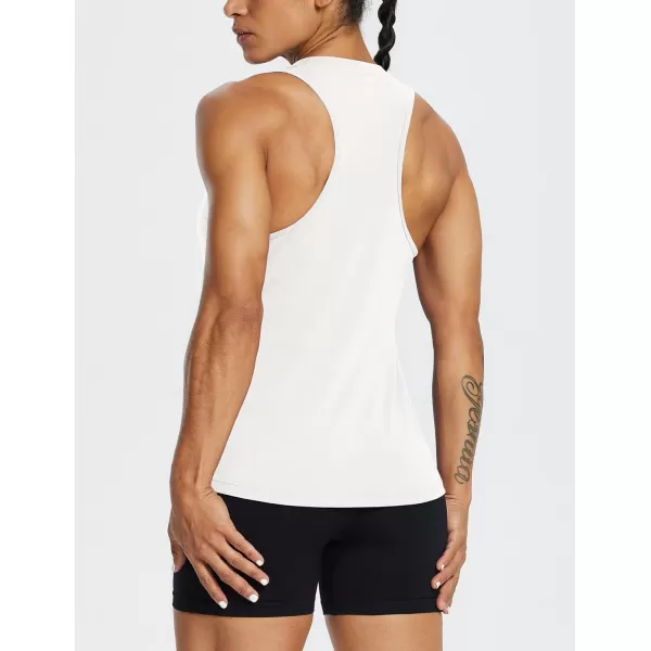 BALEAF Workout Tank Tops for Women Sleeveless Running Loose Fit Yoga Tops Active Shirts Pickleball Sports Gym ExerciseRacerbackwhite