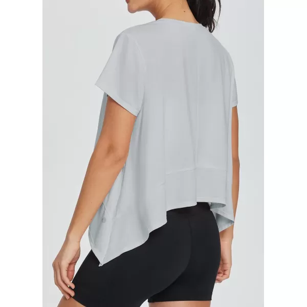 BALEAF Workout Tops for Women Short Sleeve Flowy Running Athletic Shirts Quick Dry Soft Loose Fit Crewneck Gym Yoga TeesHeather Gray