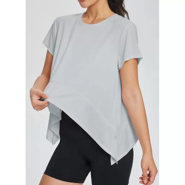 BALEAF Workout Tops for Women Short Sleeve Flowy Running Athletic Shirts Quick Dry Soft Loose Fit Crewneck Gym Yoga TeesHeather Gray