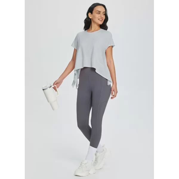BALEAF Workout Tops for Women Short Sleeve Flowy Running Athletic Shirts Quick Dry Soft Loose Fit Crewneck Gym Yoga TeesHeather Gray
