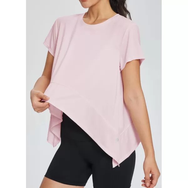 BALEAF Workout Tops for Women Short Sleeve Flowy Running Athletic Shirts Quick Dry Soft Loose Fit Crewneck Gym Yoga TeesPink