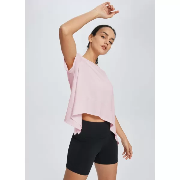 BALEAF Workout Tops for Women Short Sleeve Flowy Running Athletic Shirts Quick Dry Soft Loose Fit Crewneck Gym Yoga TeesPink