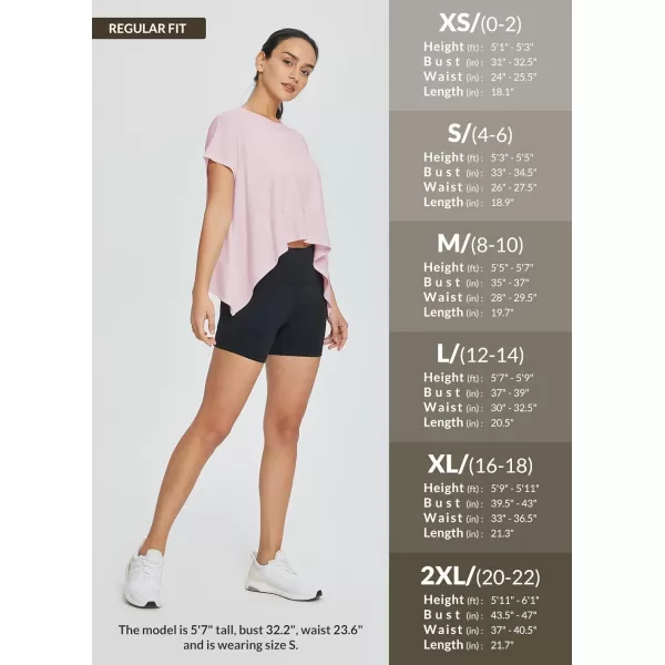 BALEAF Workout Tops for Women Short Sleeve Flowy Running Athletic Shirts Quick Dry Soft Loose Fit Crewneck Gym Yoga TeesPink