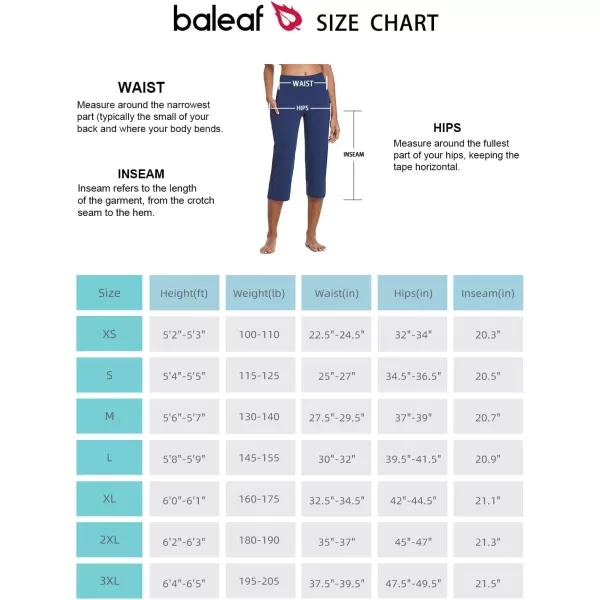 BALEAF Yoga Pants for Women Capris High Waist Leggings with Pockets Wide Leg Exercise Workout Crop Straight Open BottomNavy