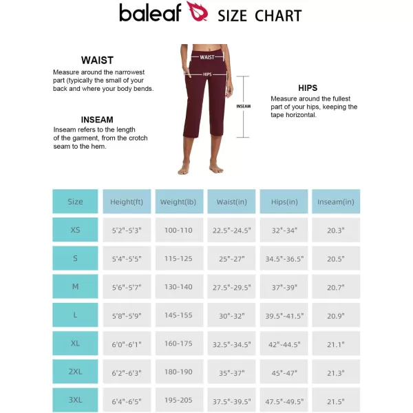 BALEAF Yoga Pants for Women Capris High Waist Leggings with Pockets Wide Leg Exercise Workout Crop Straight Open BottomWine Red