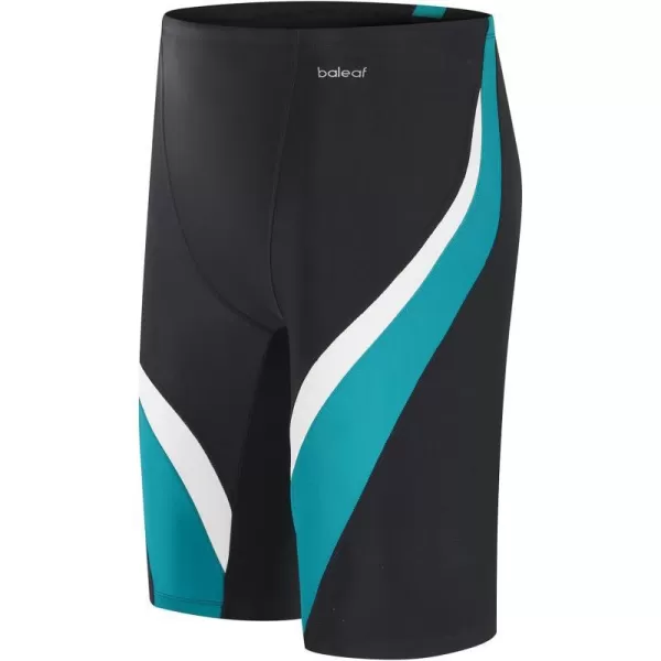 BALEAF Boys Swim Jammers Lycra Youth Square Leg Swimming Shorts Athletic Competitive SwimsuitBlackAqua Blue