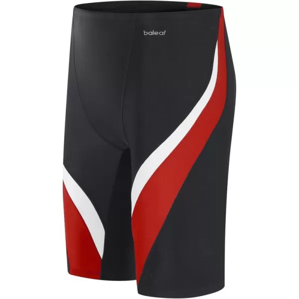 BALEAF Boys Swim Jammers Lycra Youth Square Leg Swimming Shorts Athletic Competitive SwimsuitBlackRed