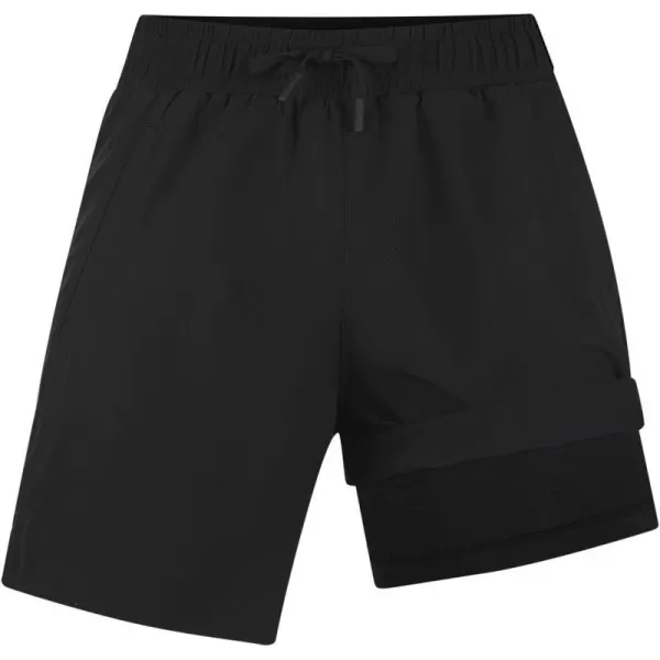 BALEAF Boys Swim Trunks with Compression Liner UPF 50 Quick Dry Swimsuit Boxer Brief Youth Swim ShortsBlack