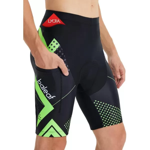 BALEAF Lycra Cycling Shorts Men Padded Bike Shorts Padding Pockets UPF 5002green