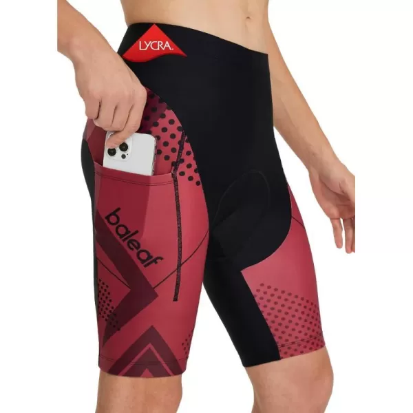 BALEAF Lycra Cycling Shorts Men Padded Bike Shorts Padding Pockets UPF 5002red