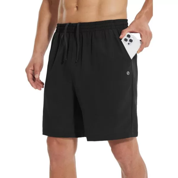 BALEAF Mens 2 in 1Running Shorts 57 Quick Dry Workout Athletic Gym Shorts with Zipper Pockets01black