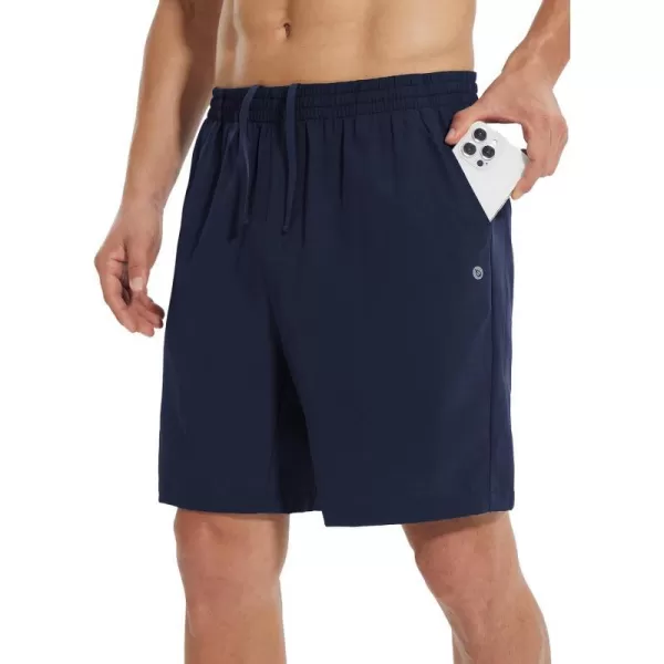 BALEAF Mens 2 in 1Running Shorts 57 Quick Dry Workout Athletic Gym Shorts with Zipper Pockets01navy