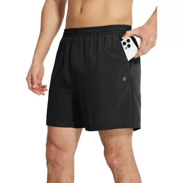 BALEAF Mens 2 in 1Running Shorts 57 Quick Dry Workout Athletic Gym Shorts with Zipper Pockets02black