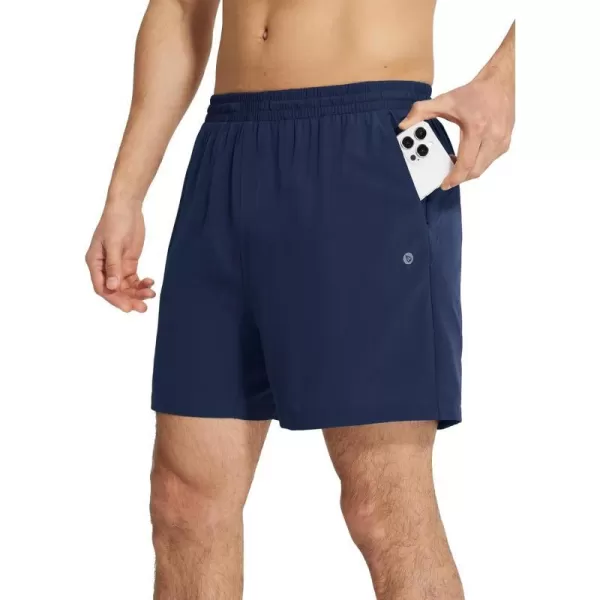 BALEAF Mens 2 in 1Running Shorts 57 Quick Dry Workout Athletic Gym Shorts with Zipper Pockets02navy