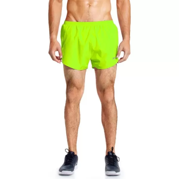 BALEAF Mens 3 Running Shorts Gym Quick Dry Athletic Workout Pocket Lightweight Brief01neongreeny