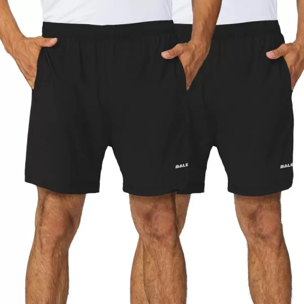 BALEAF Mens 5 Running Athletic Shorts Workout Lightweight Zipper PocketBlack2pack