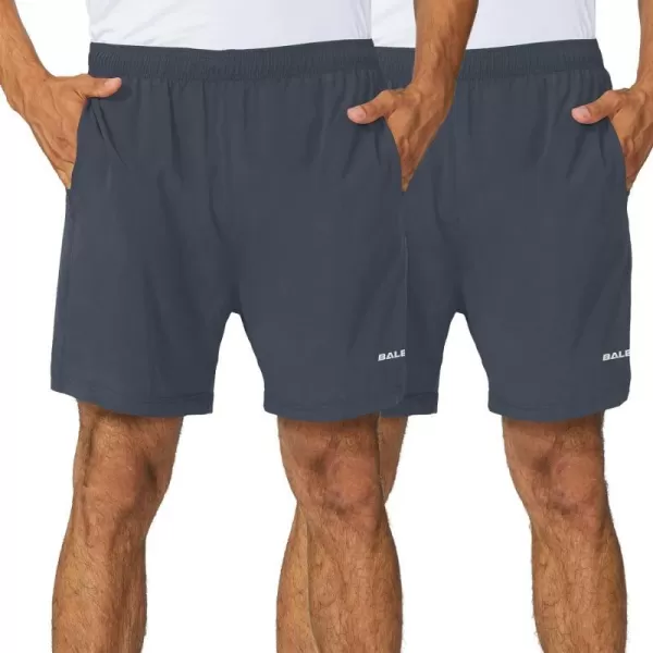 BALEAF Mens 5 Running Athletic Shorts Workout Lightweight Zipper PocketGray2pack