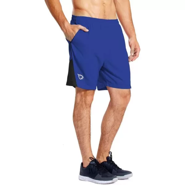 BALEAF Mens 7 Running Shorts with Mesh Liner Zipper Pocket for Athletic Workout GymRoyal Blue