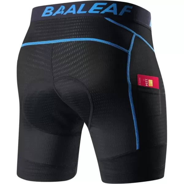 BALEAF Mens Cycling Underwear 4D Padded Bike Shorts Pocket Mountain Bike Liner Bicycle GearBlue