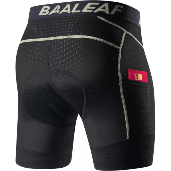 BALEAF Mens Cycling Underwear 4D Padded Bike Shorts Pocket Mountain Bike Liner Bicycle GearBrown