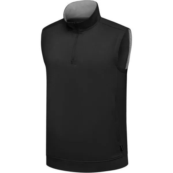 BALEAF Mens Golf Sweater Pullover Quater Zip Lightweight Fleece Lined Thermal Sleeveless Vest with Pockets Hiking RuningBlack