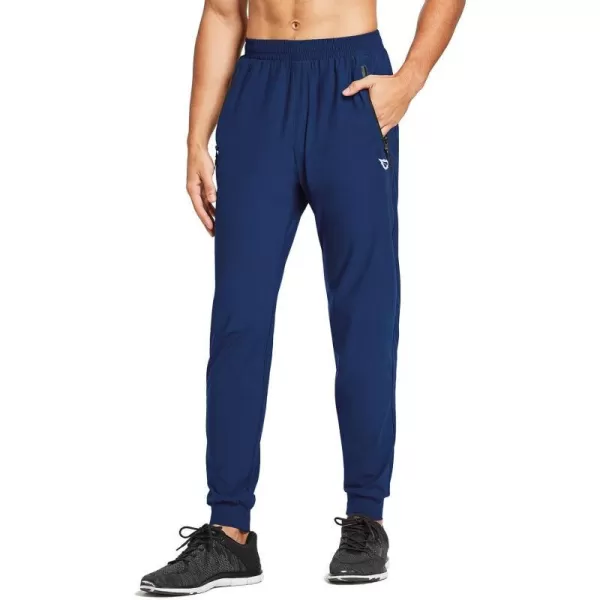 BALEAF Mens Joggers Pants Running Workout Athletic Training Gym Lightweight Quick Dry Tapered Jogger Zipper PocketsClassicnavy