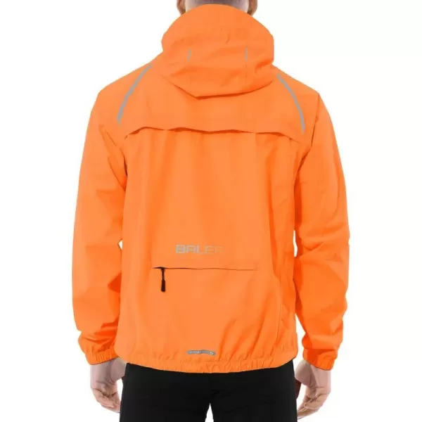 BALEAF Mens Rain Jacket Waterproof Windbreaker Running Cycling Golf Hiking Gear Hood Lightweight Reflective Packable07orange