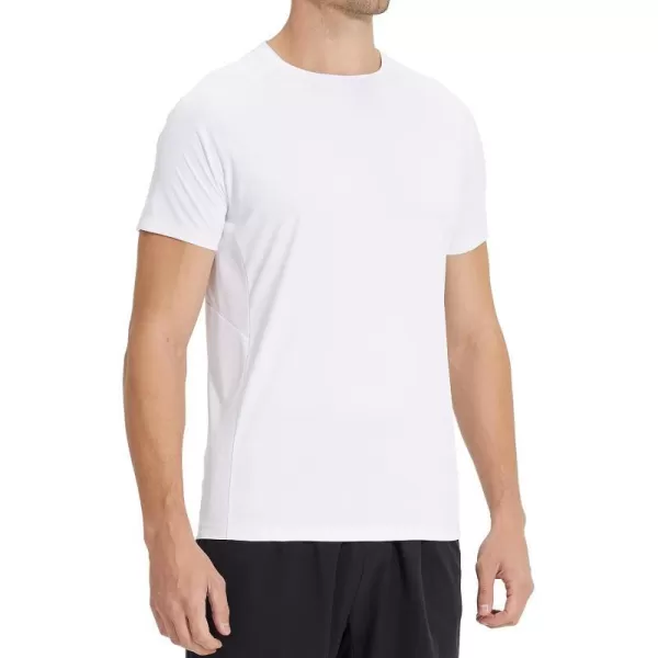 BALEAF Mens Running Workout Shirts Sun Protection UPF 50 Athletic Tops Short Sleeve Dry Fit Gym TShirt Mesh BreathableWhite