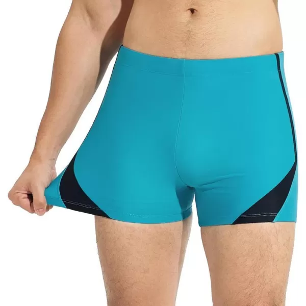 BALEAF Mens Square Leg Athletic Swim Jammers Durable Training Splice Team SwimsuitAqua Blue