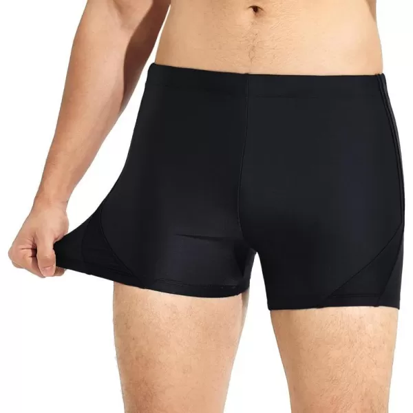 BALEAF Mens Square Leg Athletic Swim Jammers Durable Training Splice Team SwimsuitBlack