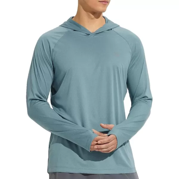 BALEAF Mens Sun Protection Hoodie Shirt UPF 50 Long Sleeve UV SPF TShirts Rash Guard Fishing Swimming LightweightStyle 2glacier Blue Heather