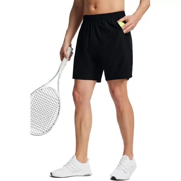 BALEAF Mens Tennis Shorts 7 Workout Running Ball Pockets Quick Dry No LinerBlack