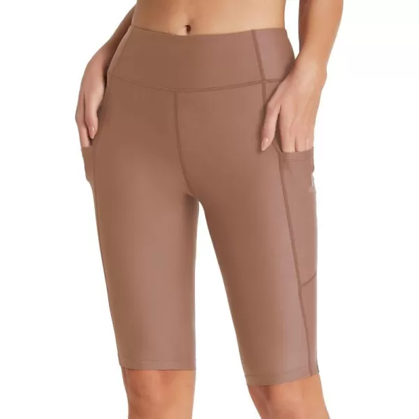 BALEAF Womens 1228 Long Swim Shorts Swim Pants Upf50 High Waisted Swim Capris with PocketsBeaver Brown