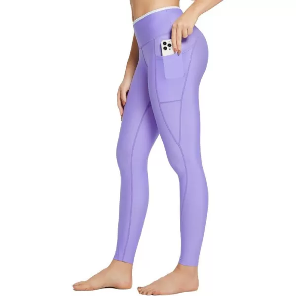 BALEAF Womens 1228 Long Swim Shorts Swim Pants Upf50 High Waisted Swim Capris with PocketsPurple