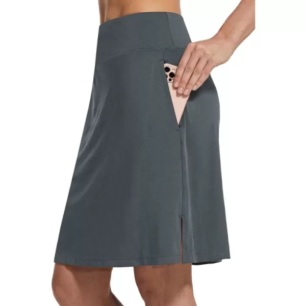 BALEAF Womens 20 Golf Skirts Knee Length Skorts Athletic Modest Long Acitive Casual Pockets UV Protection01gray