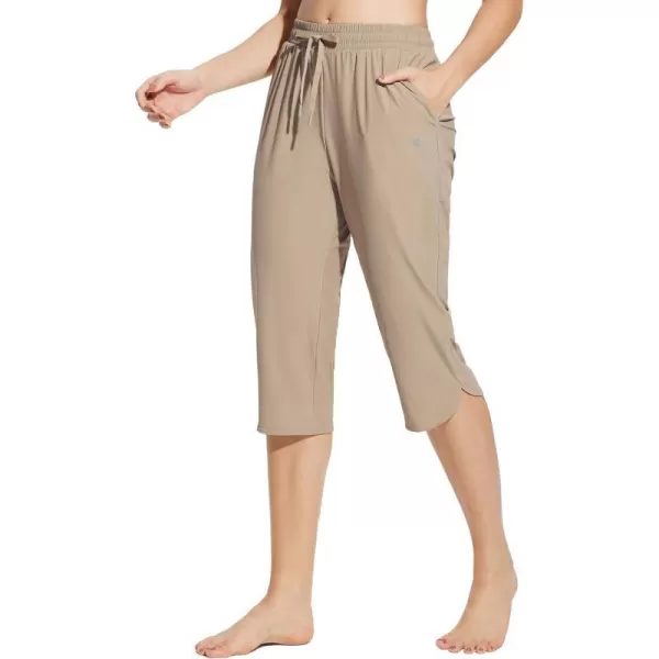 BALEAF Womens 2024 18 Swim Capris Regular Fit Quick Dry Swimming Pants Cropped Beach Pants UPF50 with PocketsBrown