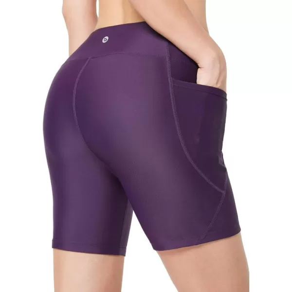 BALEAF Womens 3 6 8 High Waisted Swim Shorts Tummy Control Swimsuits Bottoms Modest Board Shorts UPF 50Purple