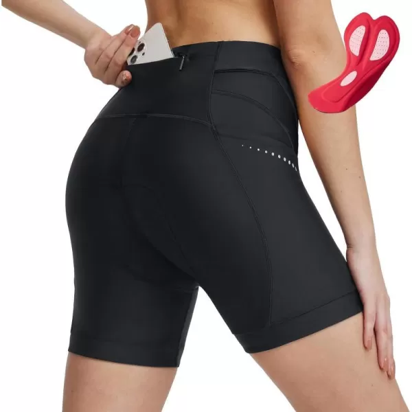 BALEAF Womens 5 Padded Bike Shorts Lycra 4D Padding Cycling Underwear Biking Pockets UPF 50Black