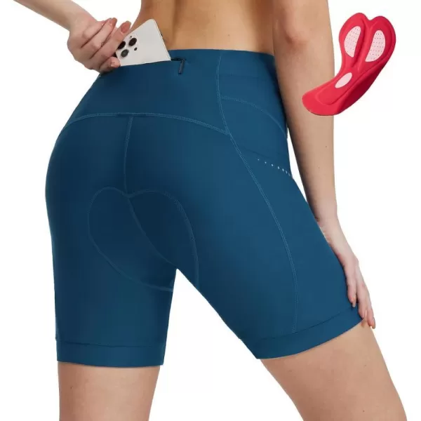 BALEAF Womens 5 Padded Bike Shorts Lycra 4D Padding Cycling Underwear Biking Pockets UPF 50Blue