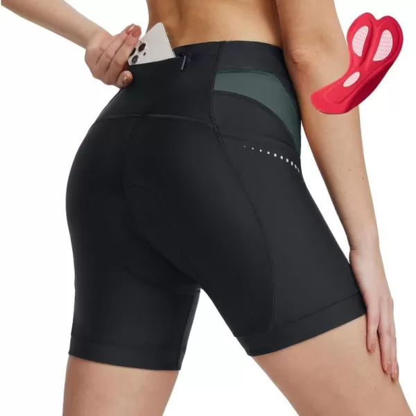 BALEAF Womens 5 Padded Bike Shorts Lycra 4D Padding Cycling Underwear Biking Pockets UPF 50Grey