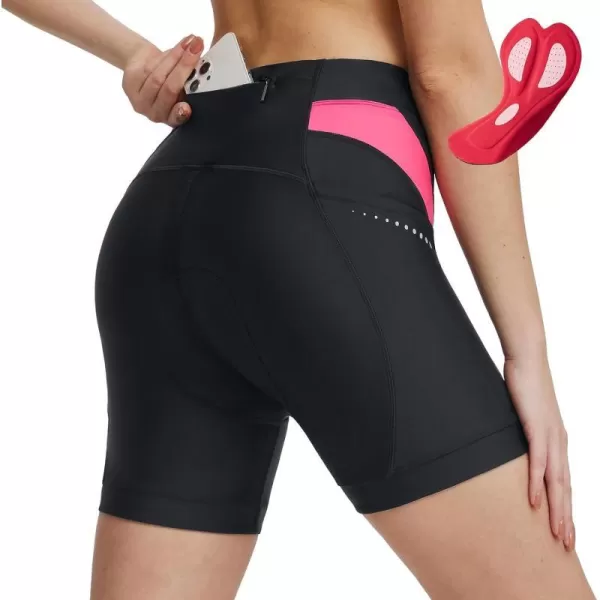 BALEAF Womens 5 Padded Bike Shorts Lycra 4D Padding Cycling Underwear Biking Pockets UPF 50Pink