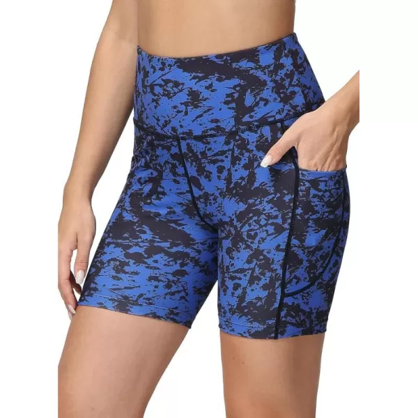 BALEAF Womens 68 High Waisted Biker Shorts with Pockets for Gym Workout Yoga Running AthleticBlue Ink