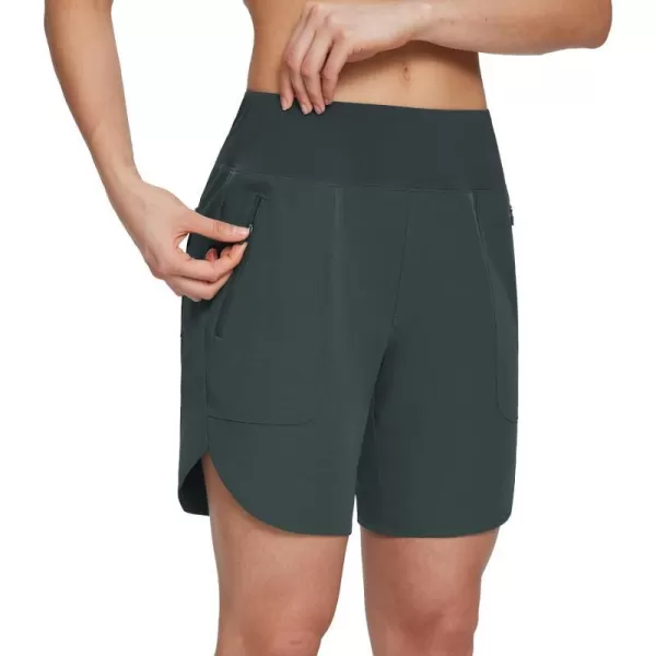 BALEAF Womens 7 Hiking Shorts High Waist Quick Dry Lightweight Zip Pockets Workout Athletic Gym Shorts Travel RunningGrey