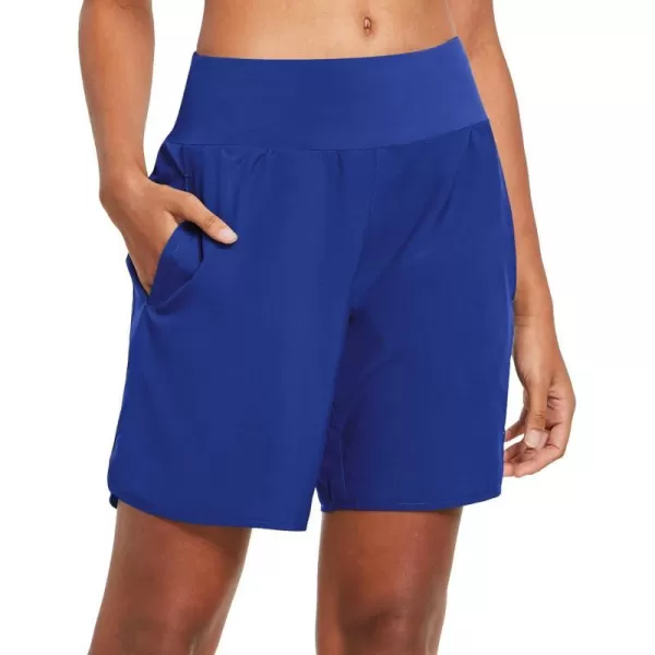 BALEAF Womens 7 Long Running Athletic Shorts with Liner High Waist Workout Gym Quick Dry Soft Split Leg Zipper PocketRoyal Blue