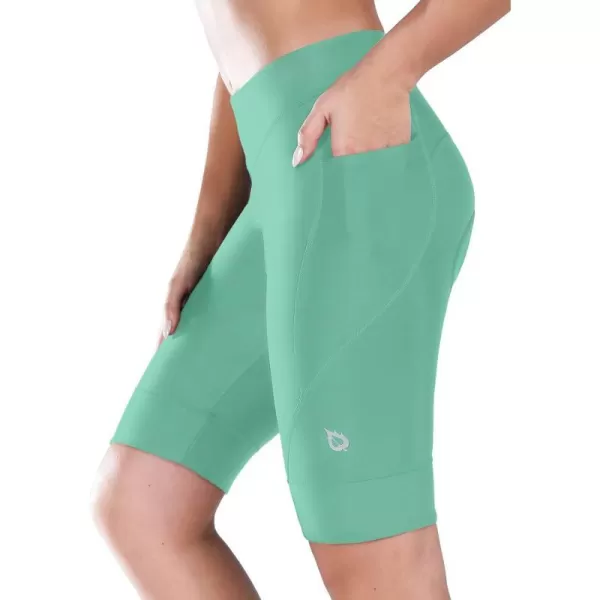 BALEAF Womens Bike Shorts 4D Padded Cycling Spinning Road Bike Pockets Wide Waistband UPF5001misty Green