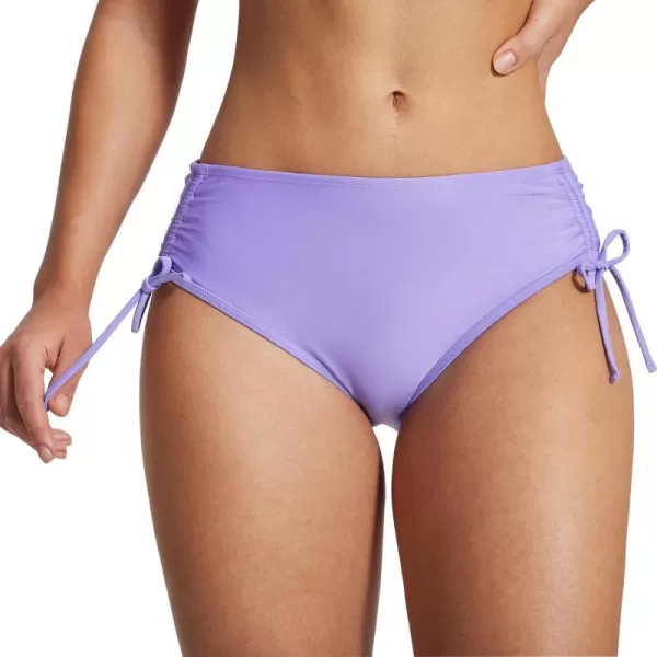 BALEAF Womens Bikini Bottom Mid Waisted Adjustable Side Tie Swim Bottoms Ruched Cheeky Mid Coverage Swim BriefsPurple