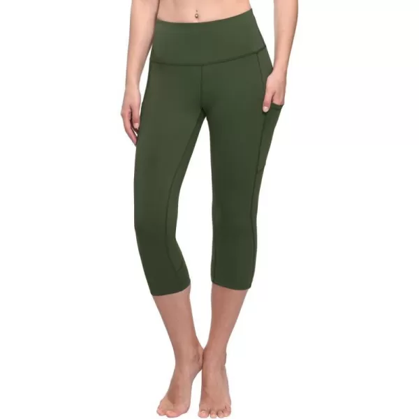 BALEAF Womens Capri Leggings with Pockets High Waisted Workout Yoga Running Gym Pull On Capris Pants for Casual SummerArmy Green