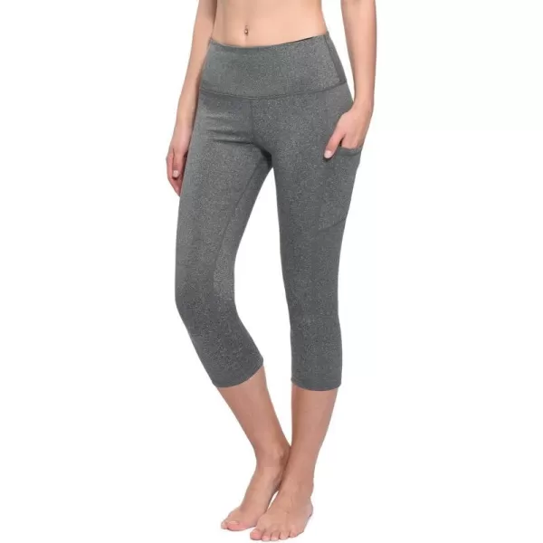 BALEAF Womens Capri Leggings with Pockets High Waisted Workout Yoga Running Gym Pull On Capris Pants for Casual SummerHeather Grey